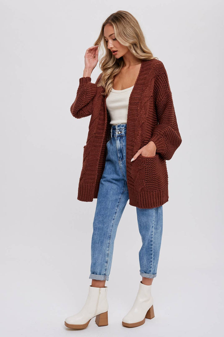 Chunky Cable Lantern Cardigan