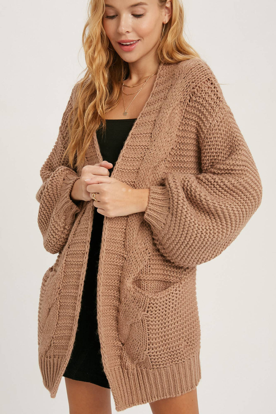 Chunky Cable Lantern Cardigan