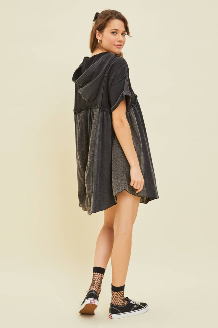 Mineral Wash Dress with Hoodie