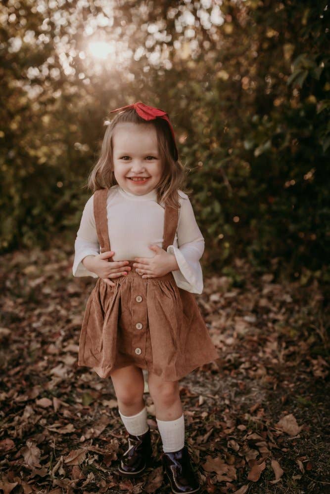 Fallon Corduroy Suspender Skirt - Praline