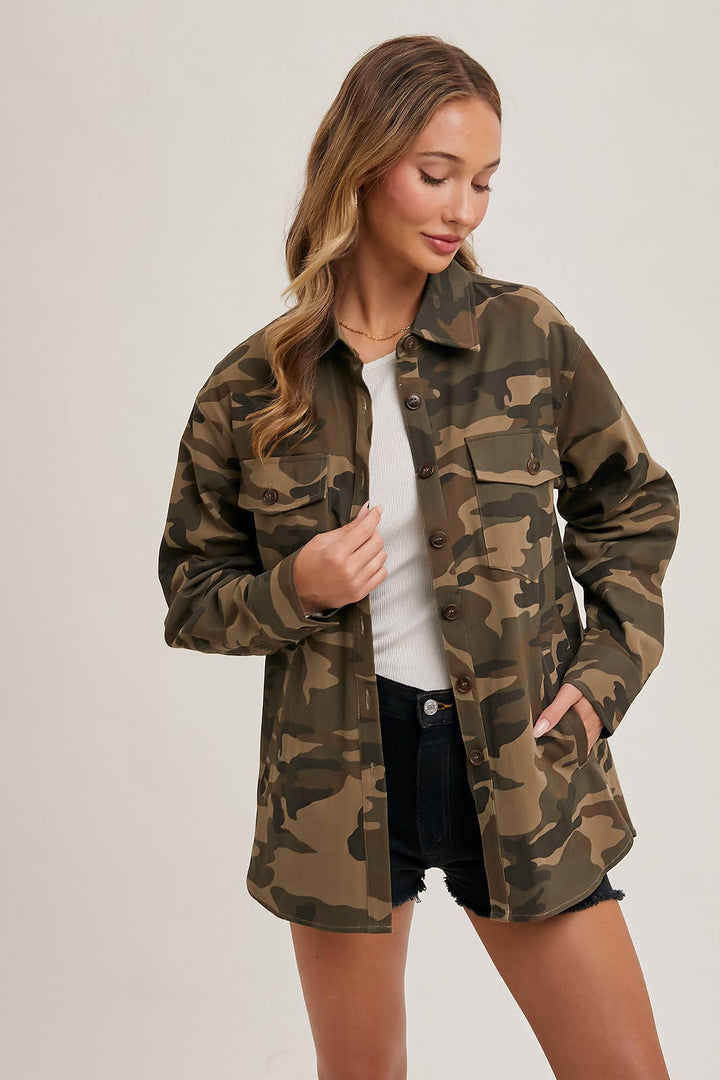 Camouflage Button Down Jacket