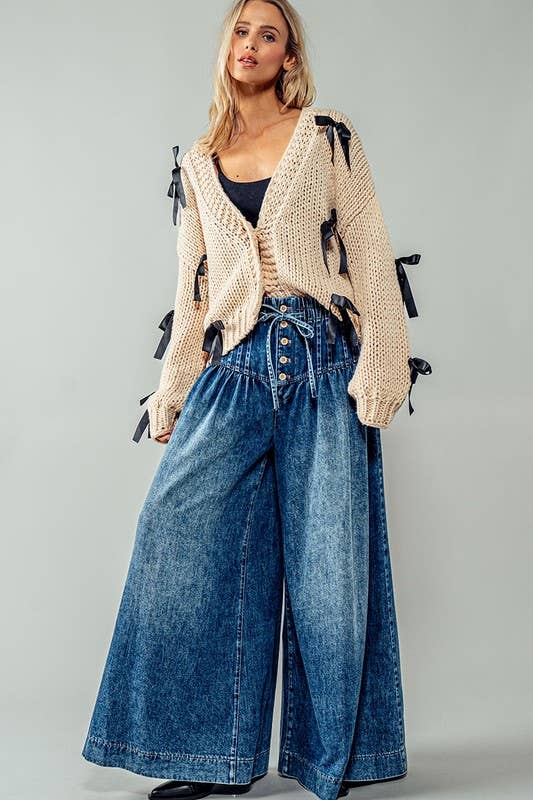 Wide Leg Dark Denim Pants