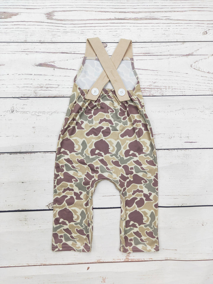 Baby Boy Camouflage Deer Appliqué Jumpsuit