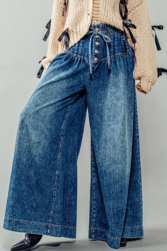 Wide Leg Dark Denim Pants