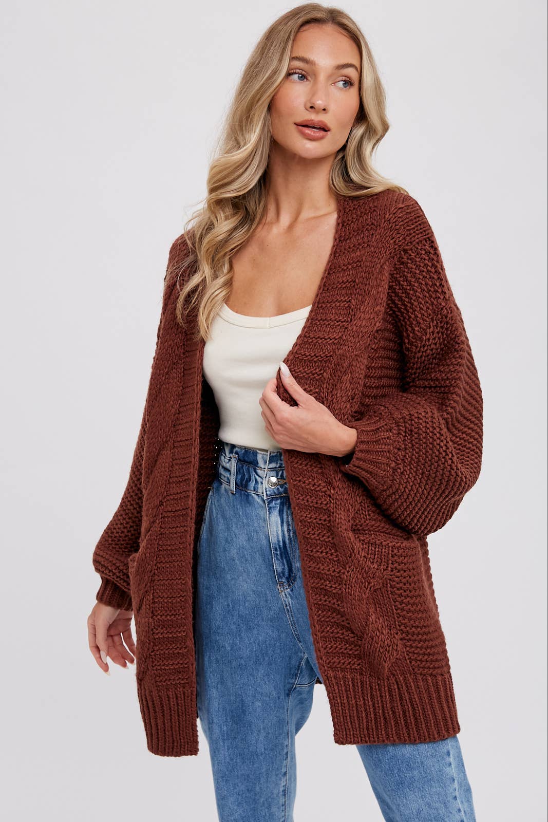 Chunky Cable Lantern Cardigan