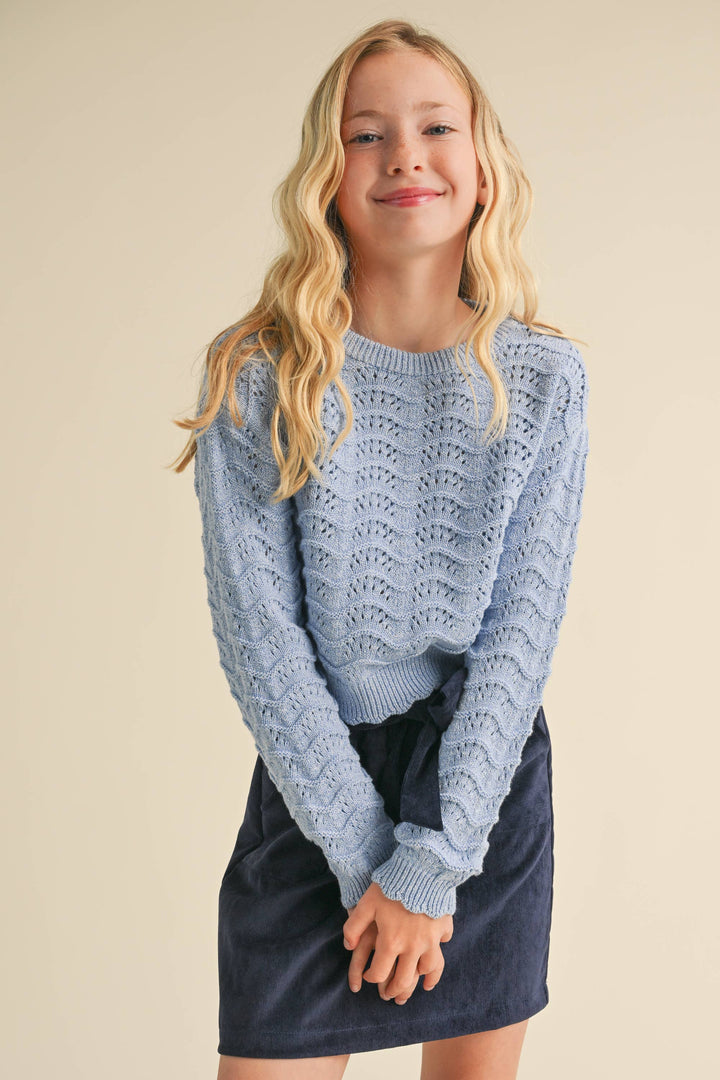 TWEEN KIDS GIRLS WAVY KNITWEAR PULL OVER (7-14)