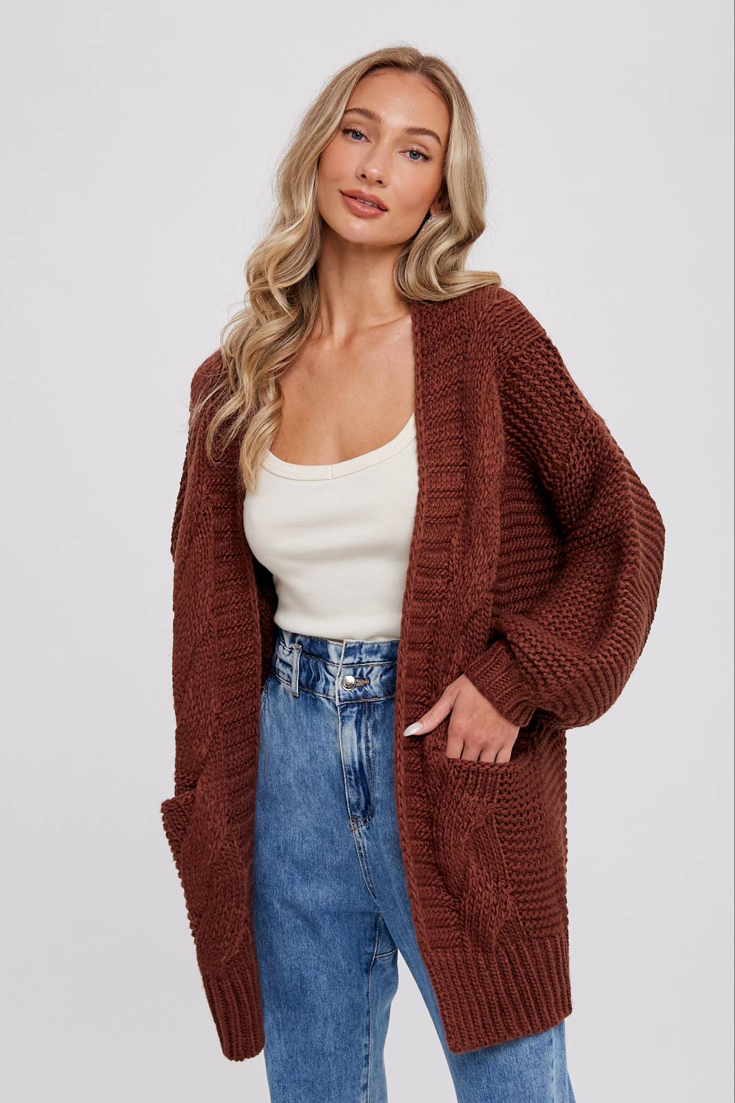 Chunky Cable Lantern Cardigan