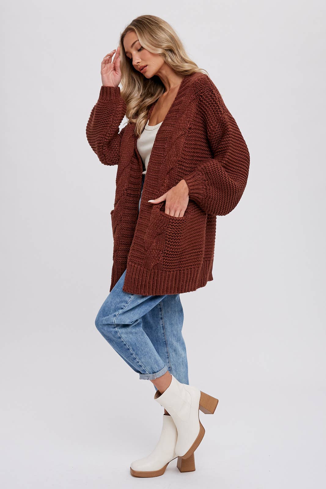 Chunky Cable Lantern Cardigan