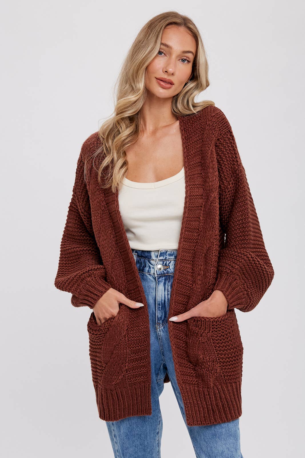 Chunky Cable Lantern Cardigan