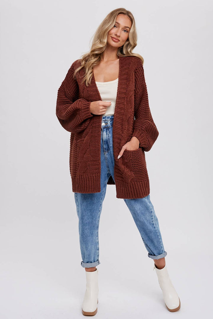 Chunky Cable Lantern Cardigan