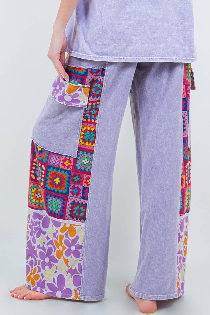 Boho Crochet Floral Printed Pants