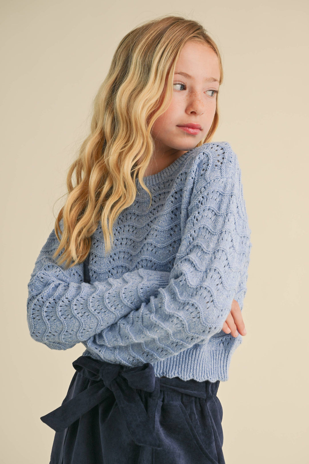 TWEEN KIDS GIRLS WAVY KNITWEAR PULL OVER (7-14)