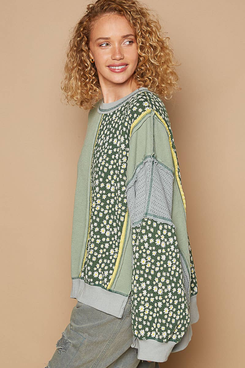 Oversized Round Neck Balloon Sleeve Knit Top