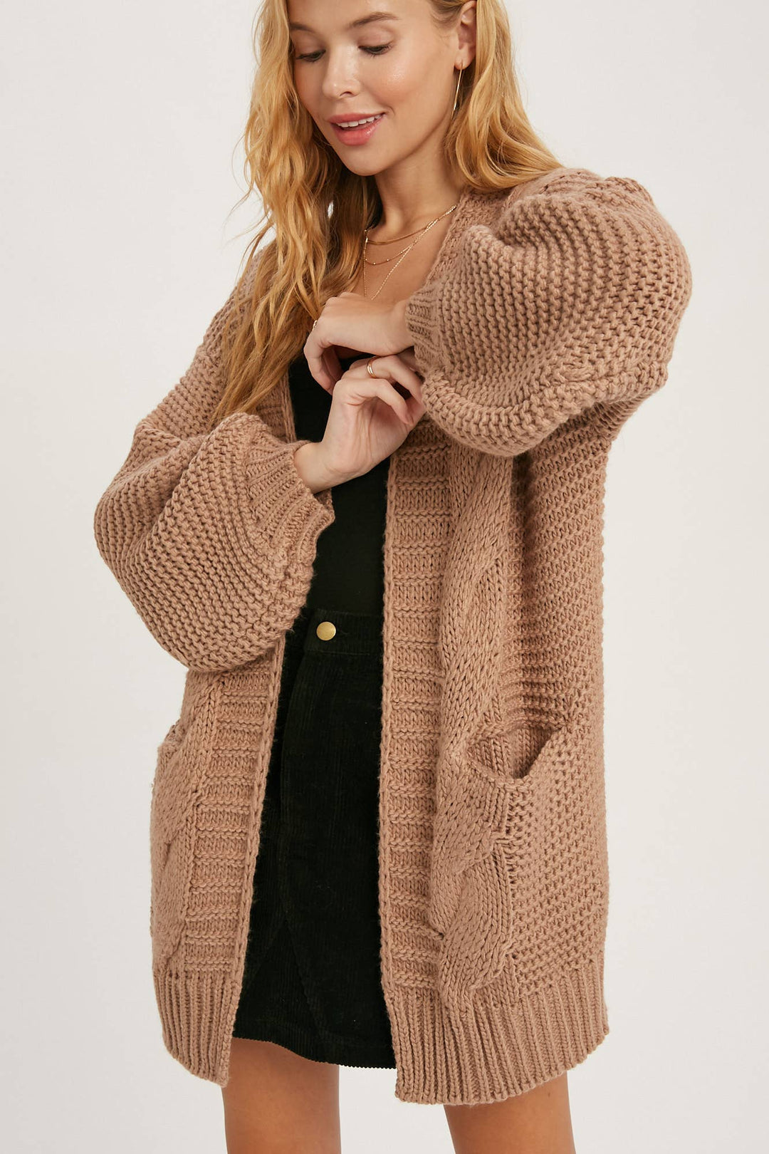 Chunky Cable Lantern Cardigan