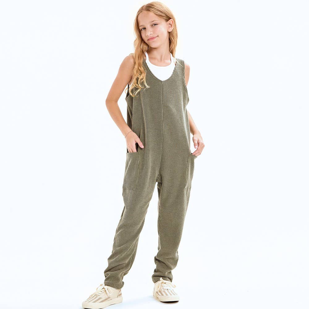 Embossed Rib Sleeveless Jumpsuit