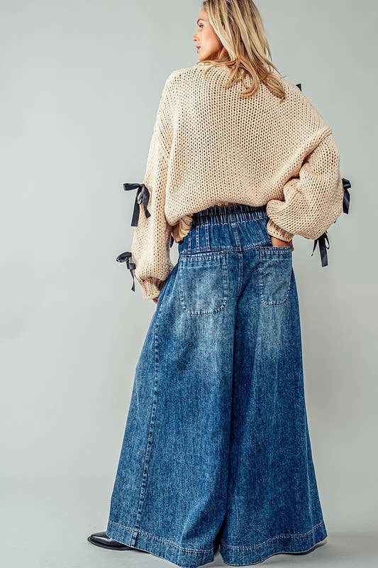 Wide Leg Dark Denim Pants