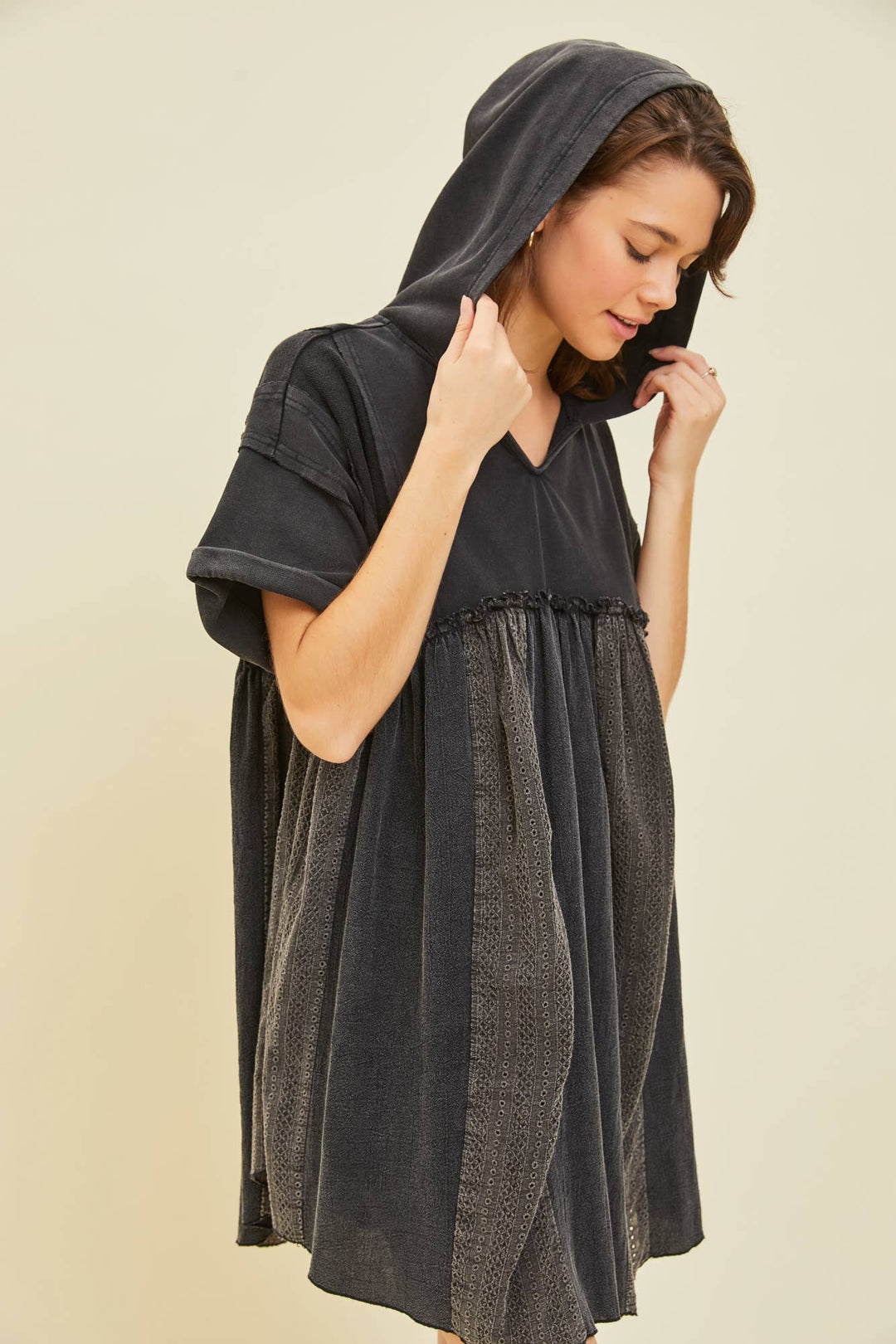 Mineral Wash Dress with Hoodie