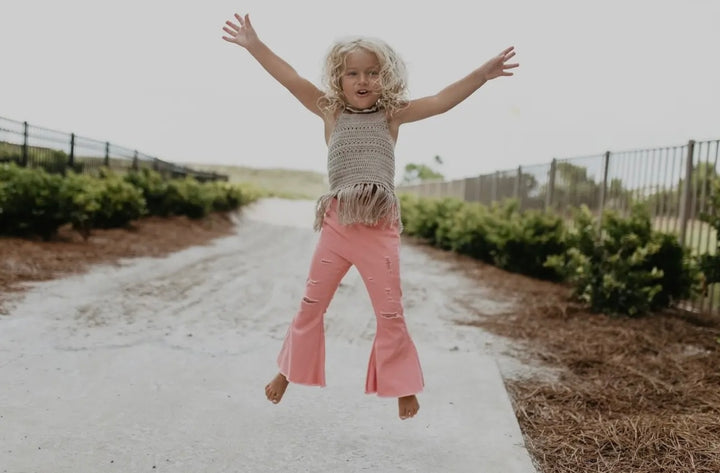 Kids Pink Flare Jeans