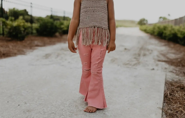 Kids Pink Flare Jeans