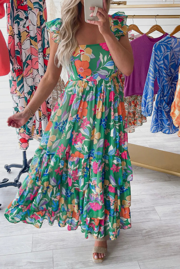 Floral Ruffled Tiered Maxi Dress