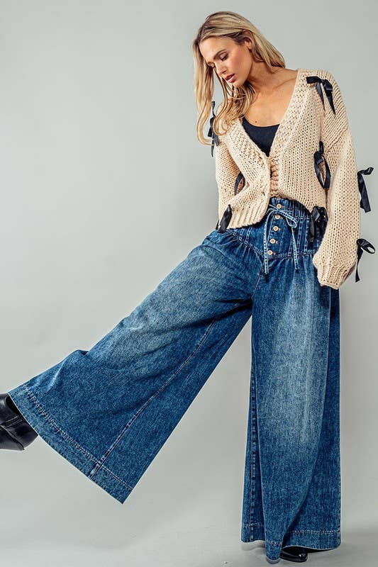 Wide Leg Dark Denim Pants