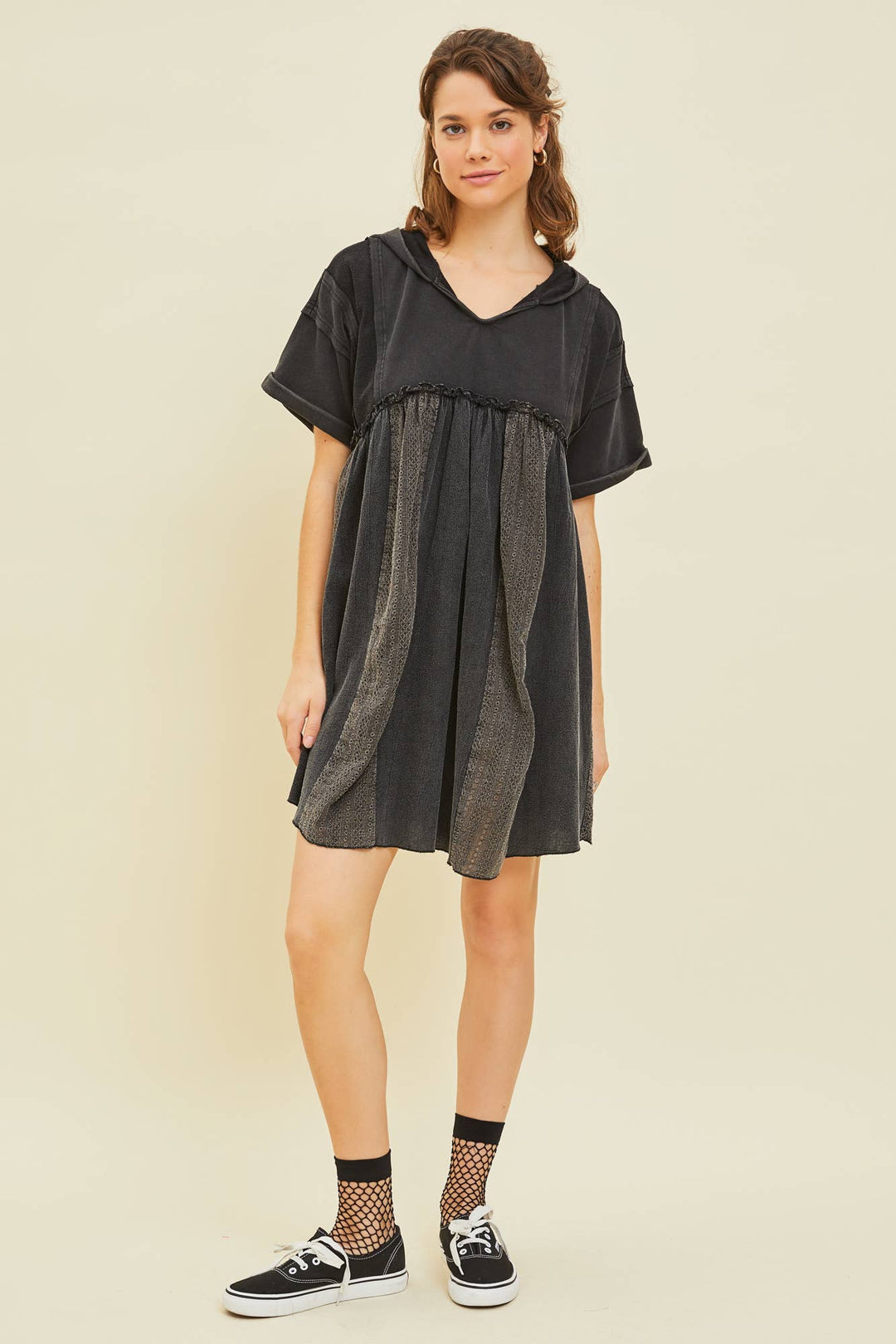 Mineral Wash Dress with Hoodie