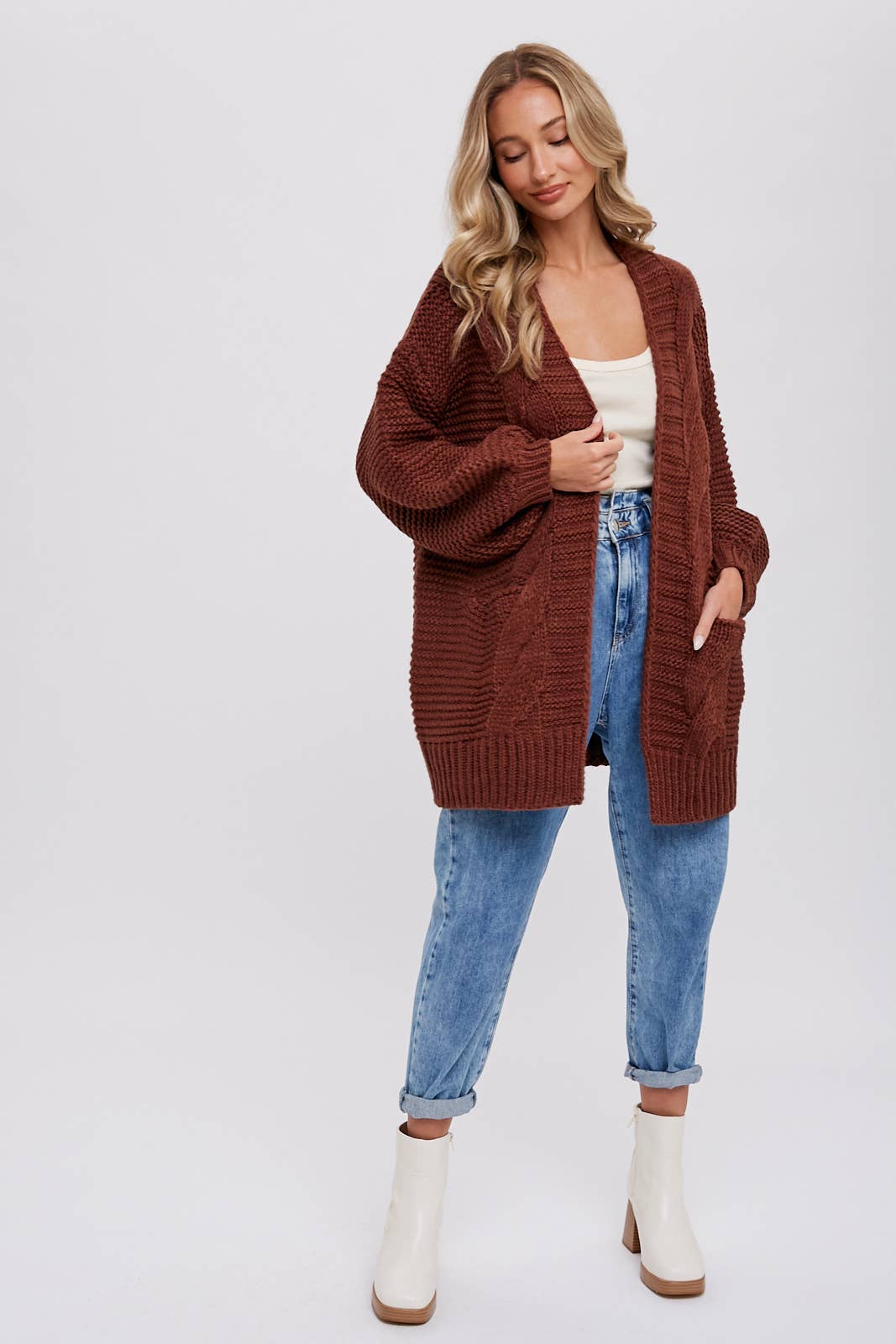 Chunky Cable Lantern Cardigan