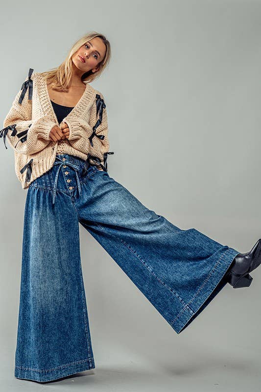 Wide Leg Dark Denim Pants