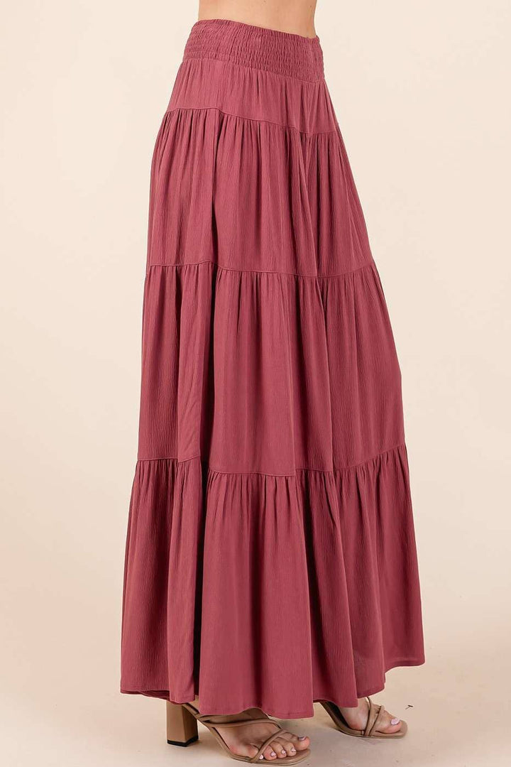 Detail Smocked Elastic Waist Wide Leg Pants