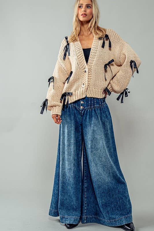 Wide Leg Dark Denim Pants