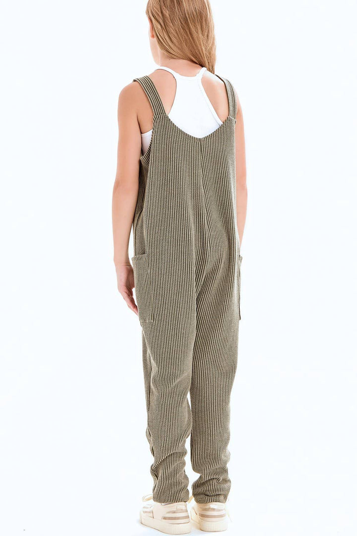 Embossed Rib Sleeveless Jumpsuit