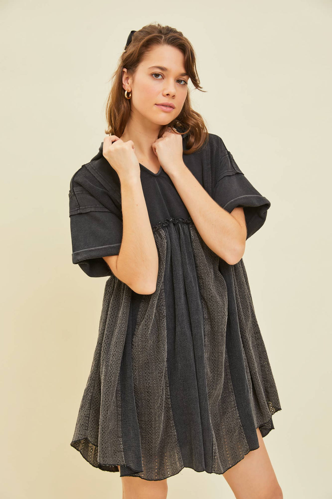 Mineral Wash Dress with Hoodie