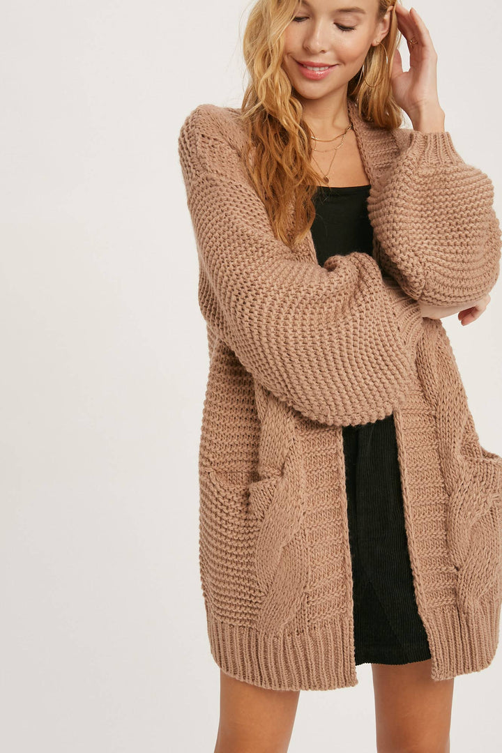 Chunky Cable Lantern Cardigan