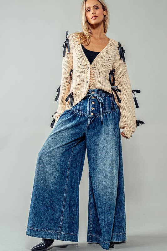 Wide Leg Dark Denim Pants