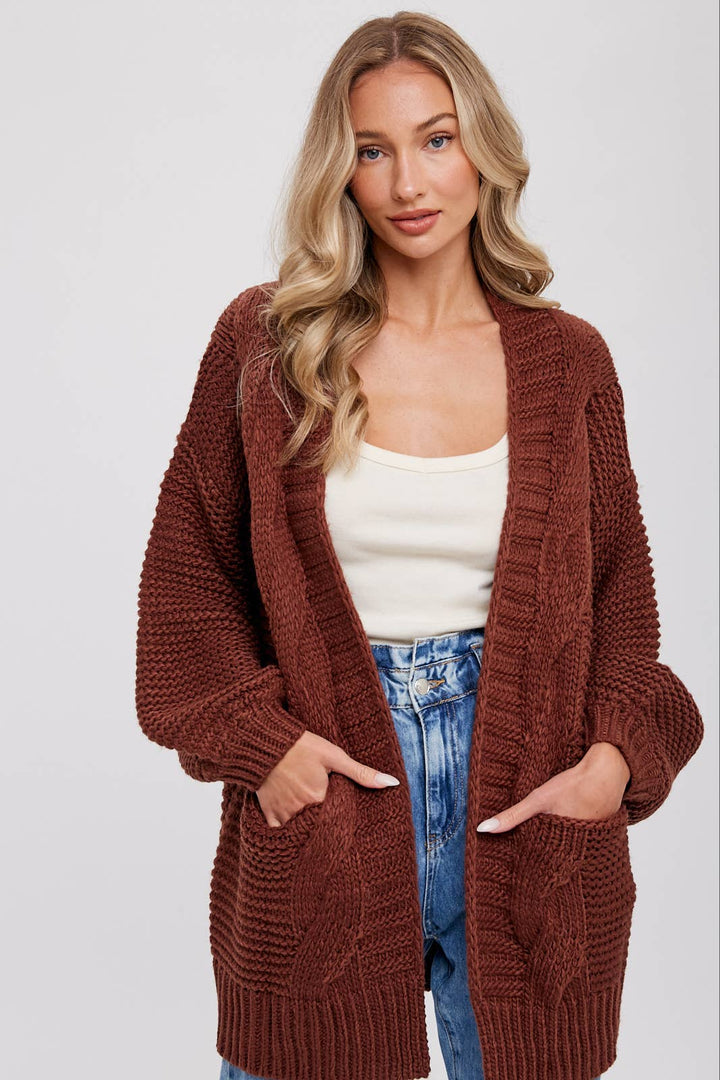 Chunky Cable Lantern Cardigan